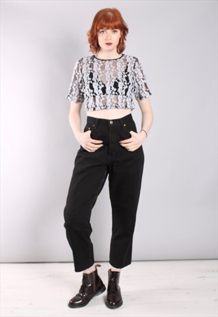 VINTAGE 90S BLACK HIGH WAISTED MOM JEANS