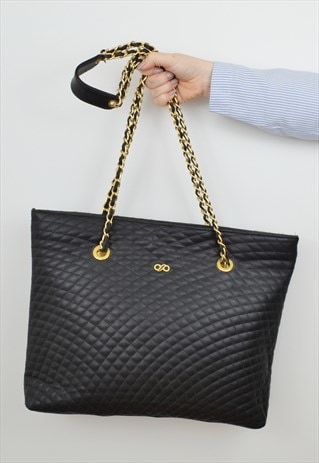 QUILTED CHAIN STRAP SHOPPER