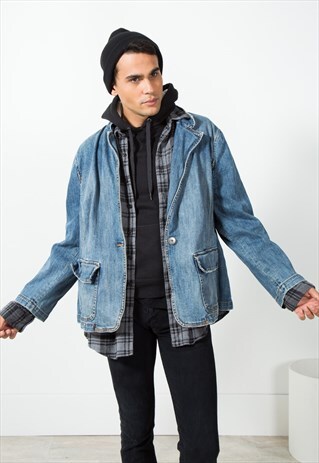 VINTAGE 80'S TOMMY HILFIGER BLAZER DENIM JACKET / S1605