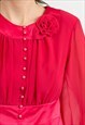 VINTAGE RED BLOUSE IN SPANISH STYLE SHIRT LONG SLEEVE WOMEN