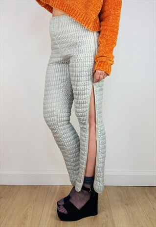 VINTAGE 60'S-70'S FULL ZIPPER QUILTED SKI TROUSERS / PANTS