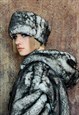 FAUX FUR HEADBAND LUXURY FLEECE HEAD COVER IN VINTAGE GREY