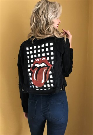 BLACK ROLLING STONES DENIM JACKET