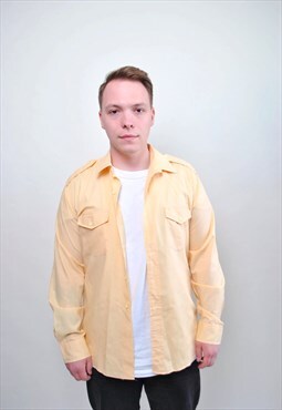 Yellow military shirt, vintage heritage button down