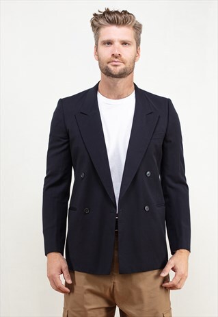 VINTAGE 90'S WOOL BLAZER IN BLUE