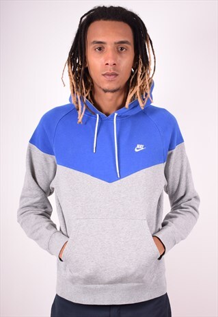NIKE MENS VINTAGE HOODIE JUMPER MEDIUM GREY 90S