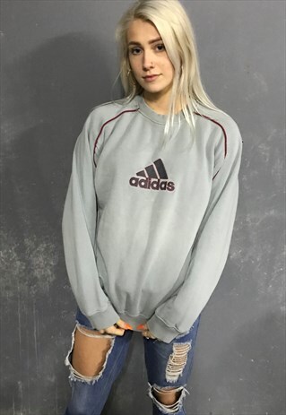 VINTAGE ADIDAS CREW NECK SWEATSHIRT JUMPER GREY M/L SPORTS