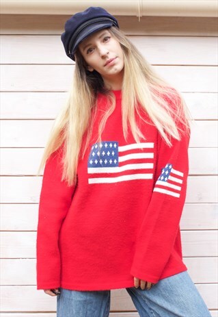 VINTAGE OVERSIZED AMERICAN FLAG JUMPER
