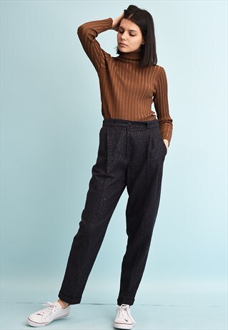 80'S RETRO HIGH WAIST SHIMMER TAPERED TROUSERS