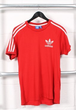 Vintage Adidas Originals T-Shirt in Red Crewneck Tee Medium