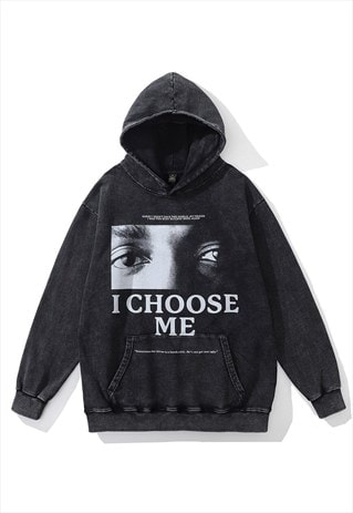 Grunge hoodie hip-hop pullover rapper top in acid grey 