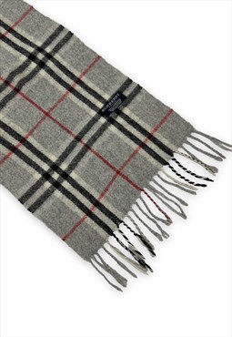 Burberry scarf grey nova check wool woolly tassel Unisex