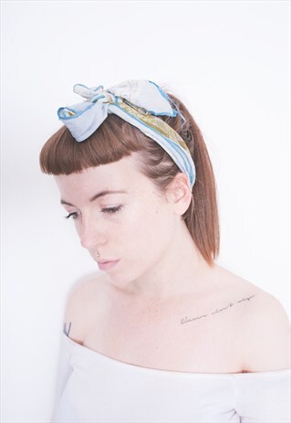 VINTAGE MAP PRINT NECK/HEAD SILK SCARF