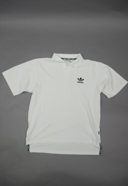 Vintage Adidas Polo Shirt in White with Logo