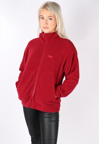 VINTAGE FILA FLEECE JUMPER SWEATER RED M 8 10