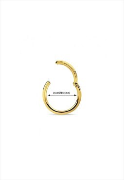 Gold Hinged Septum Ring 6mm