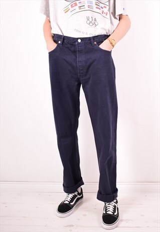 LEVI'S 501 MENS VINTAGE JEANS W36 L36 NAVY BLUE 90S