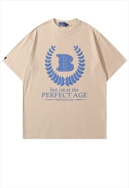 Perfect age t-shirt new wave slogan tee retro top in cream