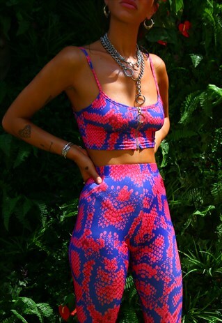 HIGH WAIST LEGGINGS IN HOT PINK SNAKE PRINT
