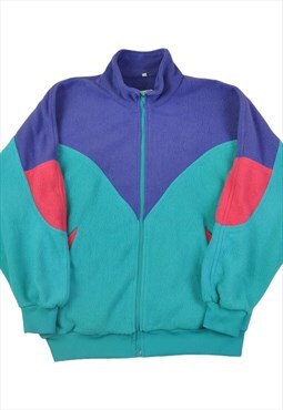 Vintage Fleece Jacket Retro Block Colour Medium