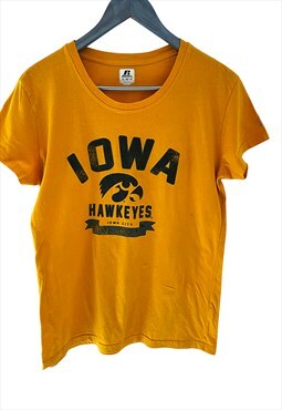 Vintage Iowa Hawkeyes 90s Russell Athletic T-shirt in Yellow