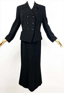 1990's Karl LAGERFELD skirt suit, Black Wool women's suit