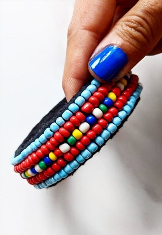 MULTICOLOUR BEADED BRACELET BANGLE ADJUSTABLE SIZE