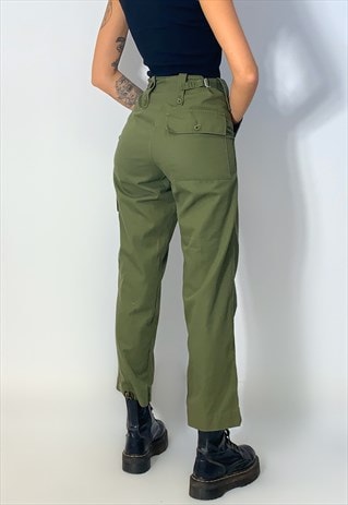 GENUINE EX MILITARY KHAKI GREEN COMBAT TROUSERS