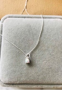 sterling silver opal october birthstone necklace 20 inch 