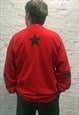 RED COTTON STAR SLEEVE JUMPER WITH FRONT POCKET