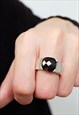 Cushion Natural Smoky Quartz Statement Solid Ring 925 Silver