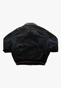 Vintage 80s AVIREX Black Leather Varsity Jacket