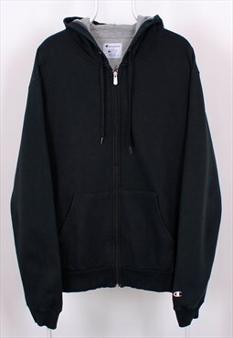 Champion Hoodie Zipped Jumper in Black colour, Vintage.