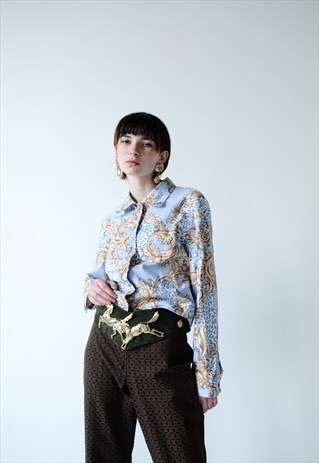 VINTAGE BROWN PATTERN BELL TROUSERS