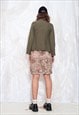 VINTAGE Y2K KNITTED BOW CARDIGAN IN SOFT KHAKI WOOL