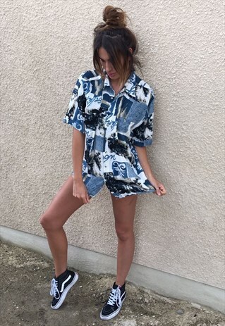PATTERNED OVERSIZED RETRO VINTAGE UNISEX FESTIVAL SHIRT