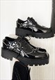 HIGH FASHION SHOES FAUX LEATHER PLATFORM BROGUES IN BLACK