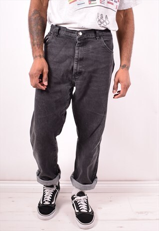 WRANGLER MENS VINTAGE JEANS W38 L32 BLACK 90S