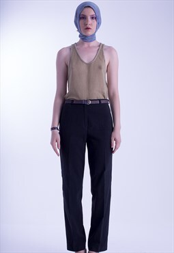 Olive Perforated Sleeveless Top