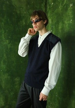Vintage 90's dark knitted festival baggy unisex jumper vest