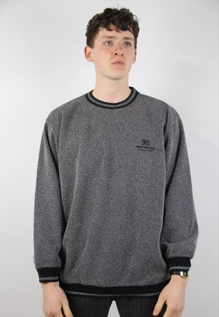 VINTAGE GREY RIBBED 90S JUMPER