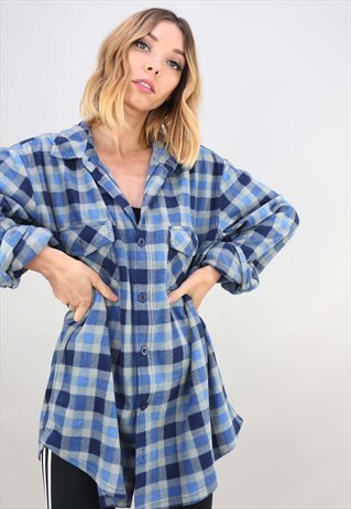 VINTAGE 90S OVERSIZED CHECK FLEECE SHIRT