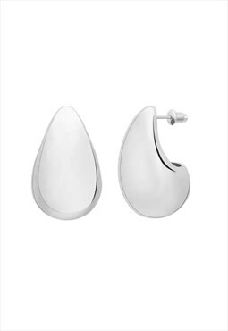 Silver Hollow Teardrop Earrings