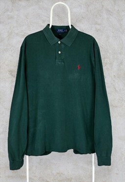 Polo Ralph Lauren Green Polo Shirt Long Sleeved Men's XL 