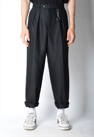 VINTAGE 80S BLACK MINIMALIST PANTS