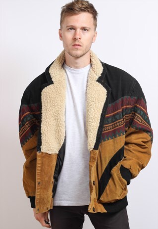 VINTAGE AZTEC FLEECE LINED JACKET