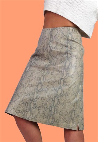 VINTAGE Y2K DEAD-STOCK H&M LEATHER SNAKESKIN SKIRT