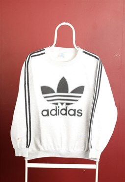 Vintage Adidas Crewneck Big Logo Sweatshirt Grey