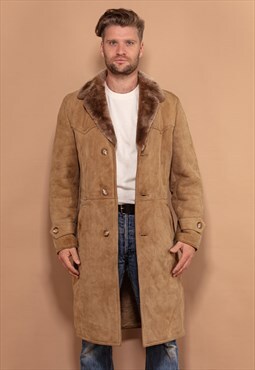 Vintage 70's Men Sheepskin Coat in Brown
