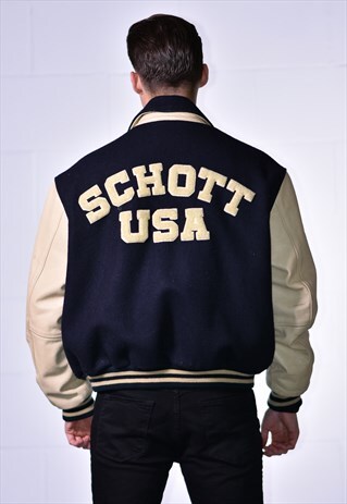 VINTAGE 90'S SCHOTT USA WOOL & LEATHER JACKET